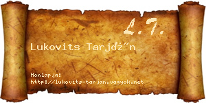 Lukovits Tarján névjegykártya